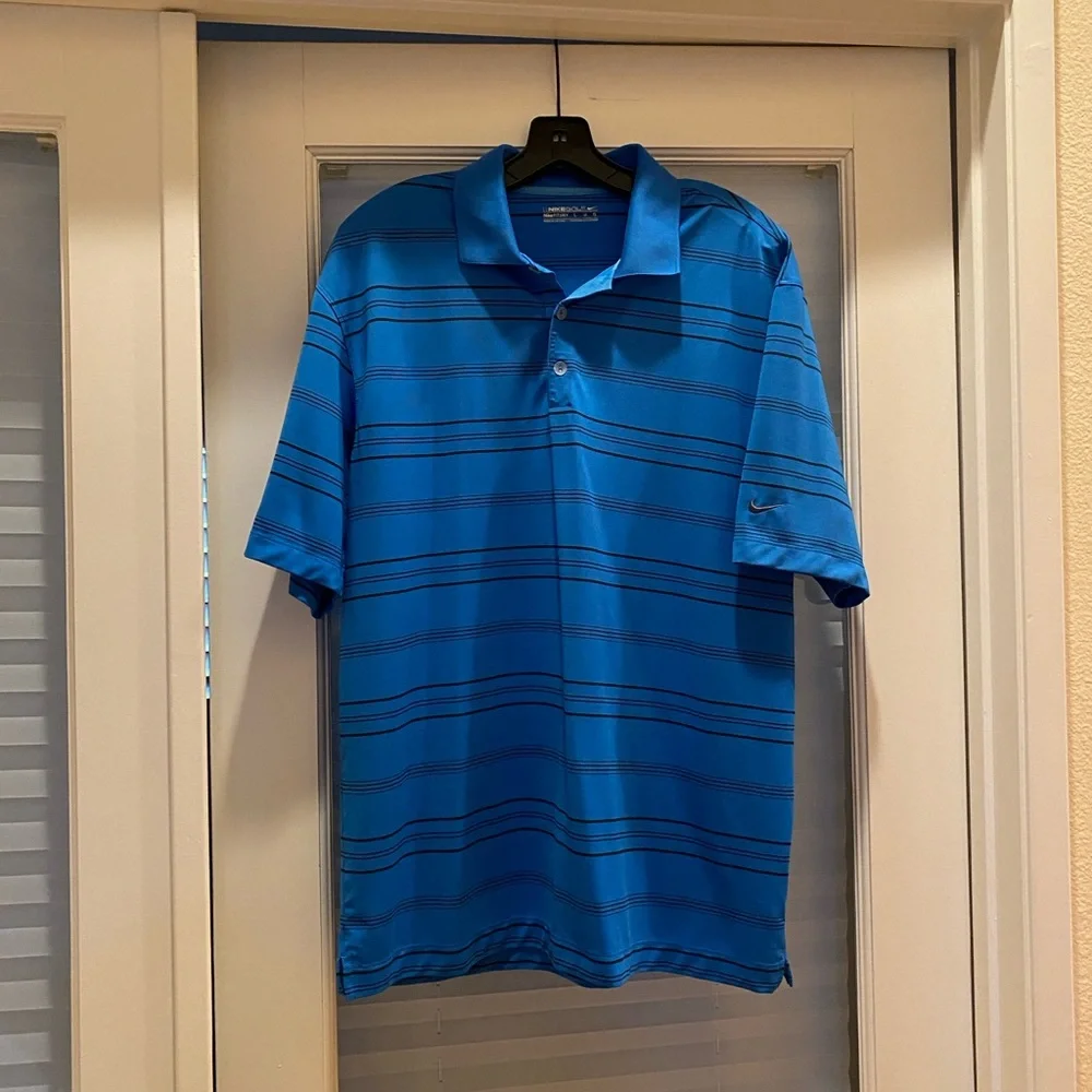 Nike Golf Blue Striped Polo Shirt